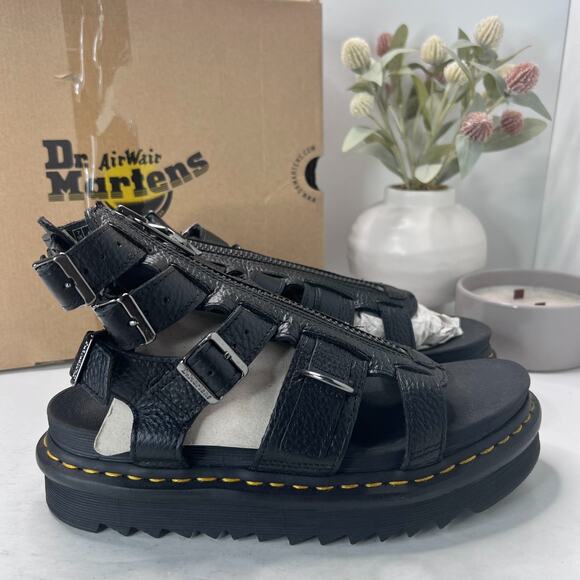 Dr Martens Olson Milled Nappa Platform Zip Up Gladiator Sandals Black Women's 9 - Picture 4 of 12